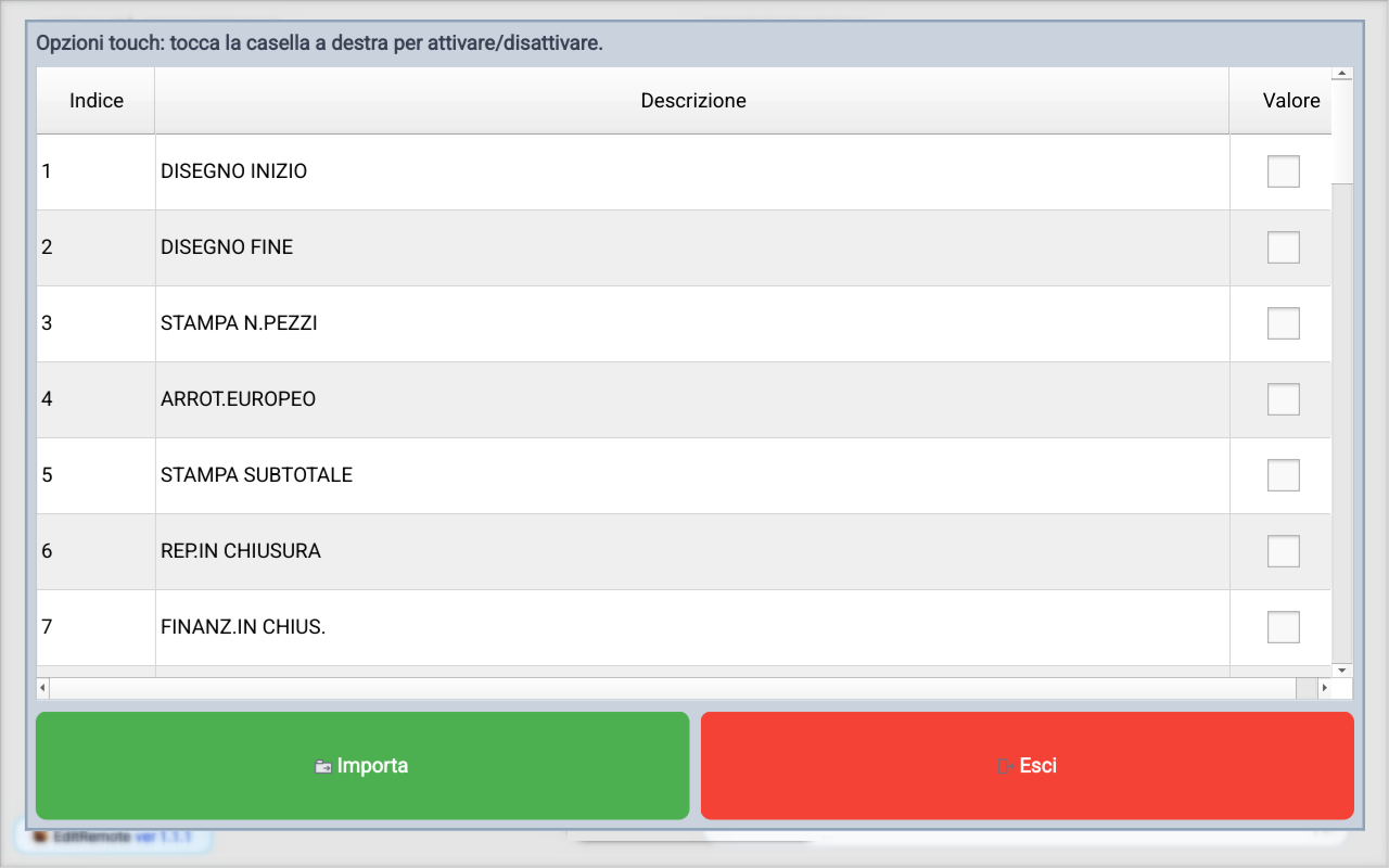 Programmazione opzioni app