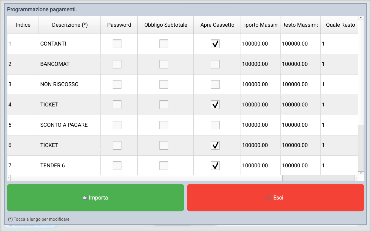 Configurazione pagamenti con abilitazione POS in EditRemote